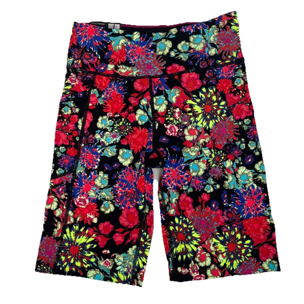 Calvin Klein Athletic Bike Shorts‎ Women Small Floral Pink Running Yoga Gym